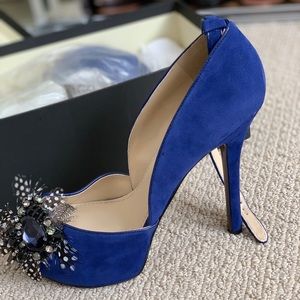 NEW! Royal Blue feather heels